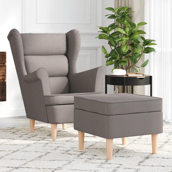 Sessel Mit FußHocker Stoff Taupe Polstersessel Relaxsessel Wohnzimmer-image