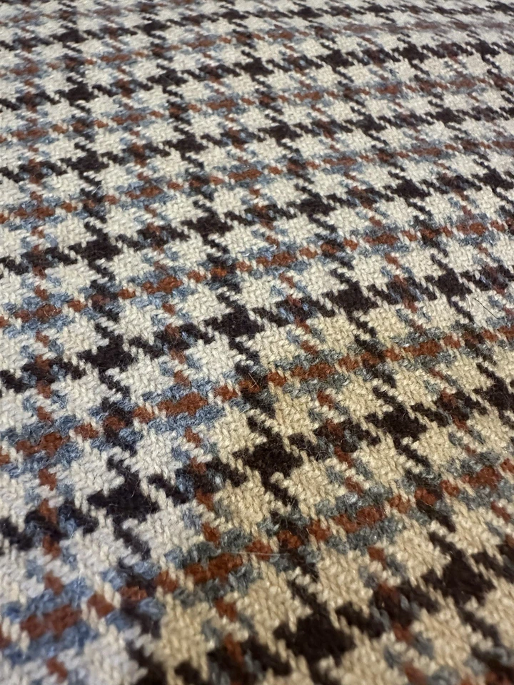 100% Wool Houndstooth Plaid Fabric 60" X 2 Yards +15"  Brown Tan Gray Rust Soft - Image 3 of 4