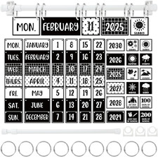 Black White Flip Calendar Bulletin Board Set with 68 Cards  Adjustable Holder W