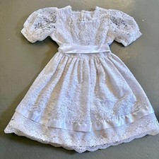 Vintage Martha's Miniatures We're Fussy Girls White Lace Dress 10.5