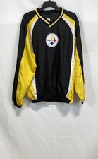 Vintage Y2K NFL Men's Pittsburgh Steelers Full Zip Windbreaker Jacket Black L