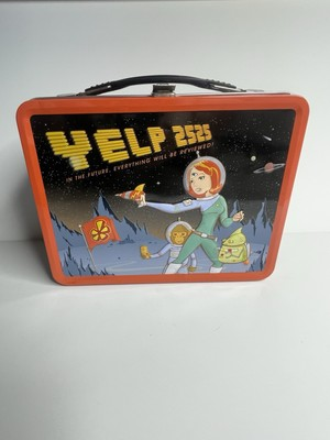 #ad Yelp 2525 Vintage Tin Lunch Box W Matching Thermos Space Themed $18.74