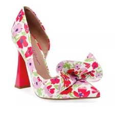 Betsey Johnson Womens Nobble Pumps US 7 M Red Pink Multi GUC