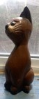 Vintage Wooden Cat Figurine Hand Carved Painted Black Brown Blue Eyes 6.5 in. H — photo 3