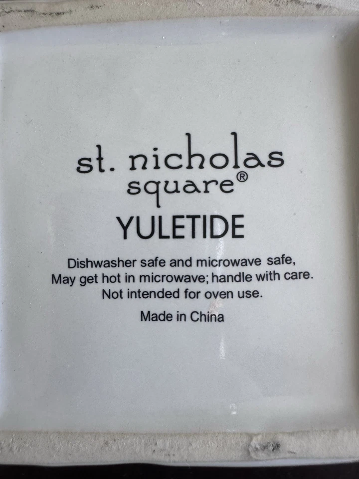 New ST. NICHOLAS SQUARE YULETIDE BOWL Winter Trees, Snowman Candy Snack Dish  - Image 4 of 4