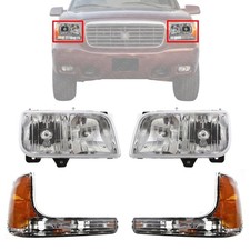 Front Headlights Assembly Halogen Parking Lights Lens and Housing Left Driv...