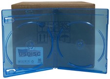 USDISC Blu-ray Cases Standard 12mm, Double 2 Disc Clear Blue Lot