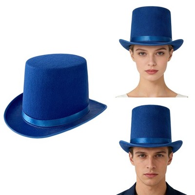 1Pcs High Top Hat Rolled Brim Solid Color Top Cap Tuxedo Magician Gentlemen Hat