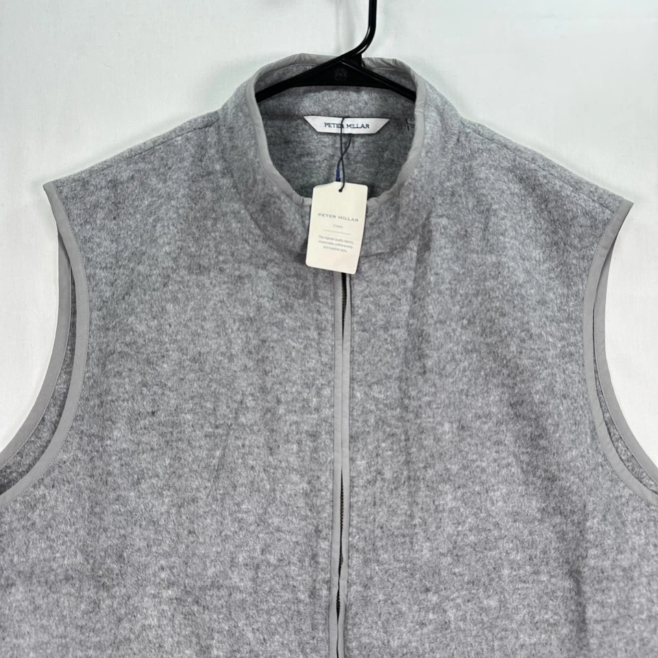 Peter Millar Vest Mens 2XL Gray Crown Flex Fleece Merino Wool Zip Golf NWT $495 - Image 3 of 4