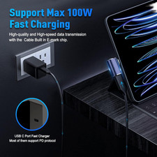 V USB C 90 Degree Adapter 2 Pack , 40Gbps Data Transfer USB Type C Male to ...