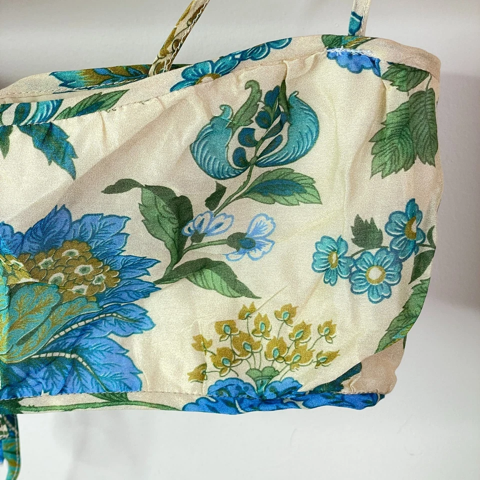 SIR Traje de baño para mujer 2 azul estampado floral cierre de corbata correa de espagueti bikini top Foto 4 de 4