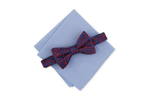 Bar III Men Floral Bow Tie  Pocket Square Set Blue