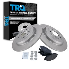 TRQ Rear Brake Pad and Rotor Set Ceramic Coated Solid Rotors Compatible with ...