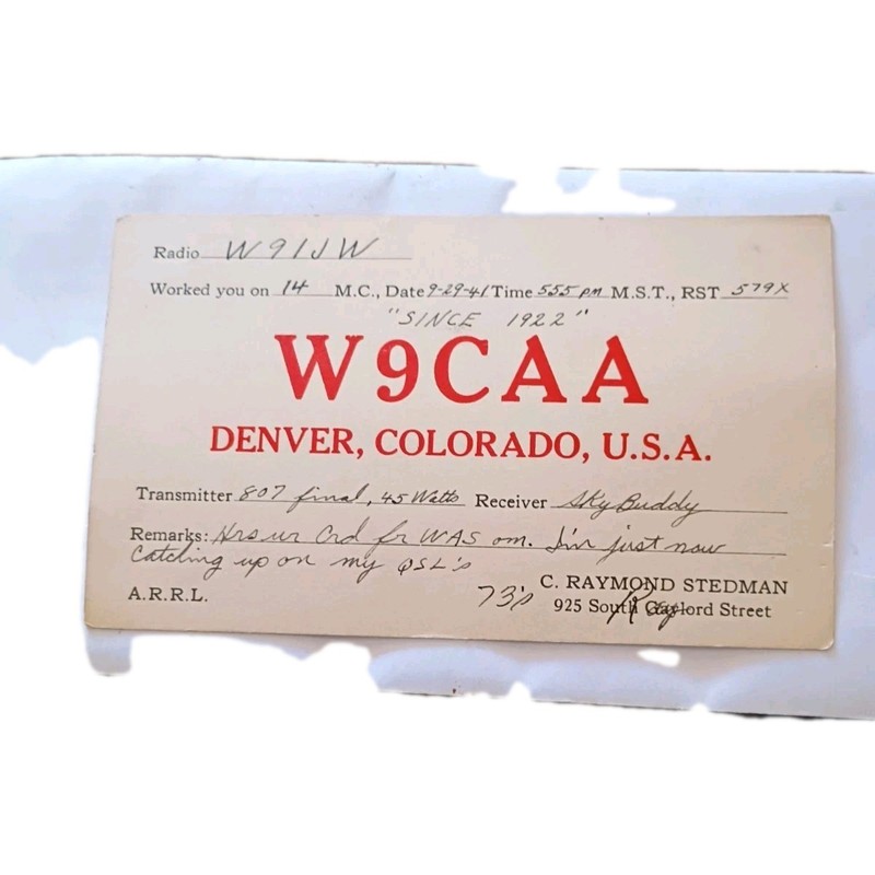 1941 Radio Card Denver Colorado