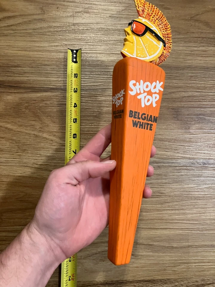 Shock Top Beer Tap Handle Knob Keg Bar Topper Brewing Belgian White Orange Base - Image 3 of 4