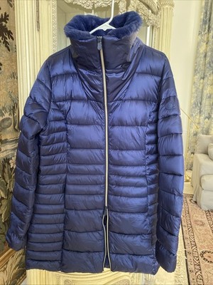 NWOT Save The Duck Plumtech Electric Blue Puffer Jacket Women s 5/XXL Faux Fur