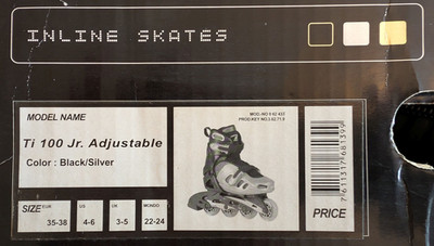 CRAZY CREEK Kinder Inline Skates schwarz/silber, 35-38, max. 60kg, Protektoren