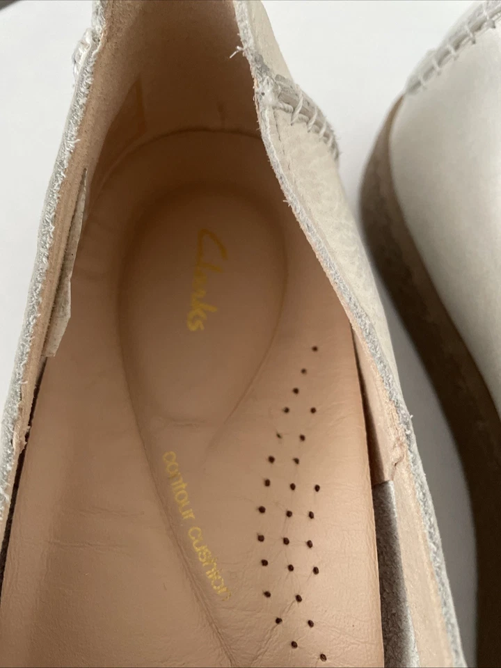 Clarks Damen Schuhe Gr. 38.5 Slipper Halbschuhe Leder Cremeweiß - Bild 3 von 4