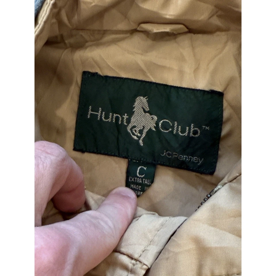 Винтажная классическая куртка-бомбер Hunt Club JCPenney 90-е желтовато-коричневая мужская размер XL высокий рост - Изображение 2 из 4
