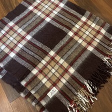 Faribo Wool Throw Blanket Plaid Faribault Woolen Mill USA 51x53