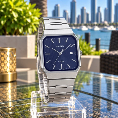 CASIO CLASSIC MTP-B185D-2A1VDF MENS SILVER ANA DEEP ICE BLUE DIAL WATCH *NEW*