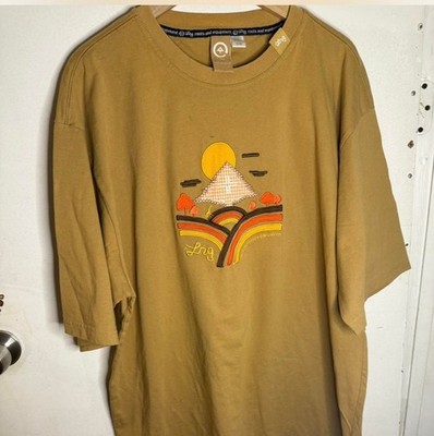 LRG Roots People Landscape Mountain Embroidery Oversized Mustard T-Shirt XXL