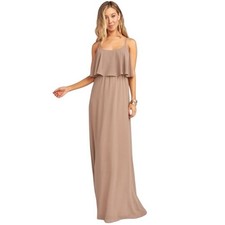 Show Me Your Mumu Large Caitlin Chiffon Ruffle Maxi Dress Bridesmaid Dune
