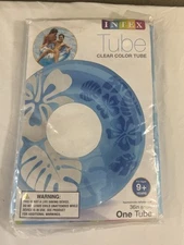 INFLATABLE Swimming Pool BLUE CLEAR COLOR FLOWER 36" TUBE RING FLOAT 2017