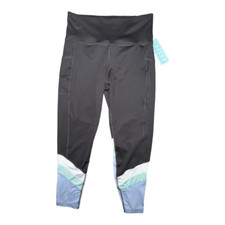 Ideology Deep Charcoal Compression Colorblocked Side Pocket 7/8 Leggings Medium