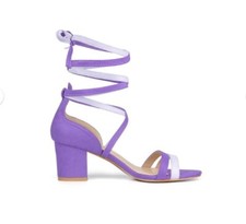 NEW Allegra K Women's Open Toe Color Block Heel Lace Up Sandals SZ 7