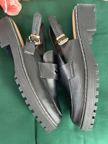 Torrid Slingback Lug Loafer Women's Size 9.5 WW Black Buckle Y2K NWT - Picture 10 of 14