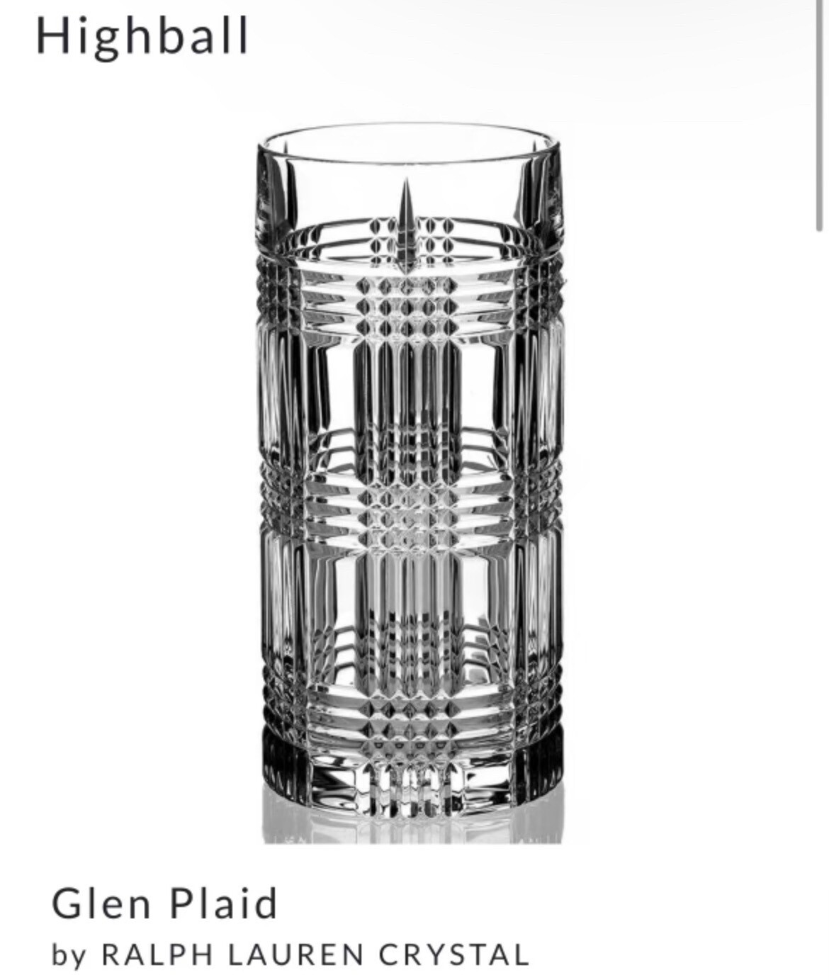 Vintage Original Ralph Lauren Glen Plaid Highball Crystal Glass set of 6 eBay