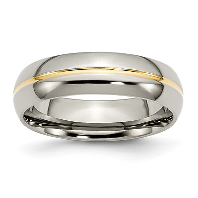 Chisel Titanium Polished Yellow IP-plated 6mm Grooved Band TB195
