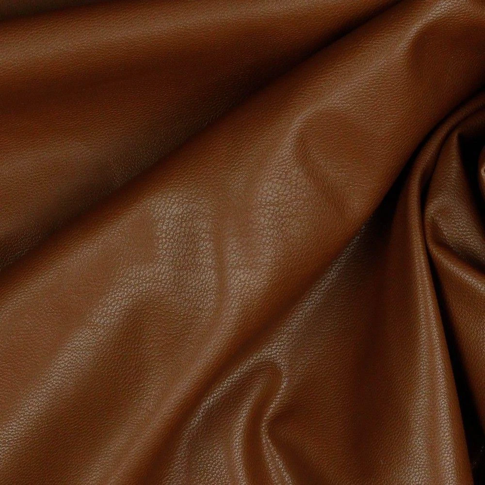 Stretchy Soft Faux Leather Fabric Material - BROWN