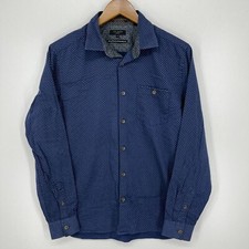 Ted Baker London Long Sleeve Button Shirt Men's Size 4 Blue Polka Dot Flip Cuffs