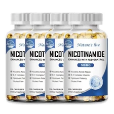 Nicotinamide Resveratrol 500 mg, NAD Supplement 120/240/480 Capsules Anti-aging