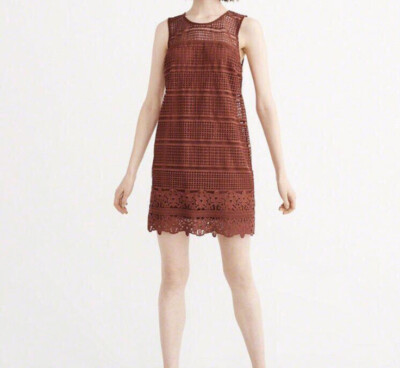 NWT Abercrombie Fitch Lace Shift Dress Dark Orange Petite XS | eBay