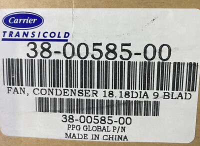 CARRIER TRANSICOLD FAN 38-00585-00 APPLICABLE TO: 69NT40−489−100 