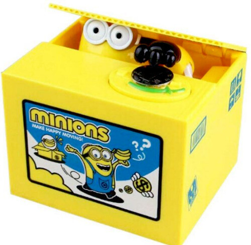 Minions piggy bank automatic money coin steal electronic box plastic doll Gift - Picture 1 of 3