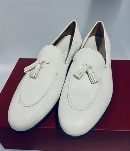Mocasines de cuero para hombre Salvatore Ferragamo borla blanca talla 11,5 EE | eBay
