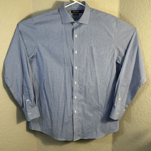 Ralph Lauren Black Label Dress Shirt 18 36/37 29x33 Blue Plaid