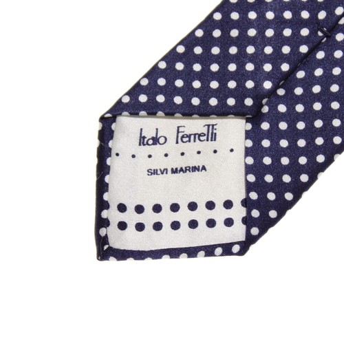 Italo Ferretti NWT Two in One Neck Tie in Blue with White Polka Dots 100% Silk - Picture 9 of 11