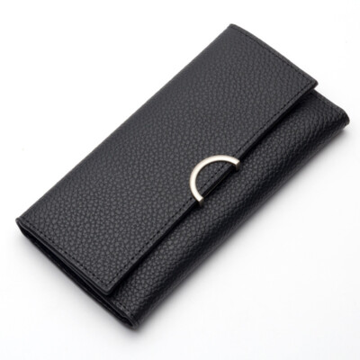 Women's Long Leather Wallet Foldable Buckle Wallet Multi-functional Card Wallet