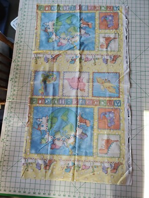 1 1/8 Yds Baby Dinoz Alphabet World Train Quilt Sewing Fabric