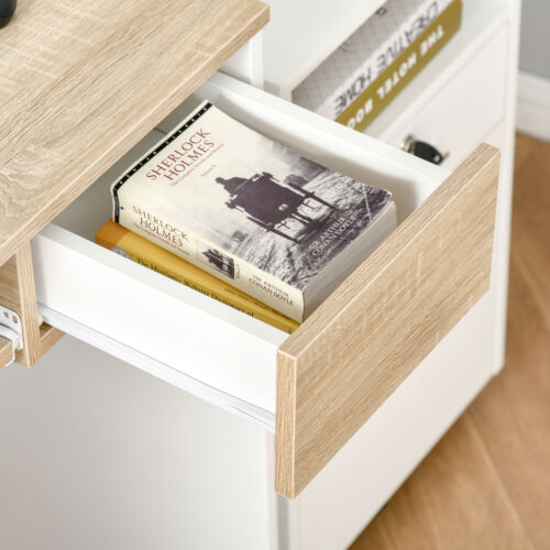 Compact Computer Desk - Oak & White - Picture 9 of 24