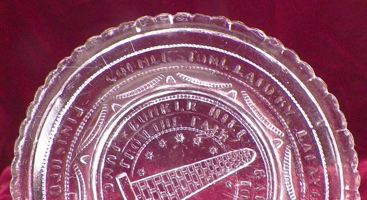 Antique Sandwich Glass Cup Plate Bunker Hill Monument LR 645A Glass