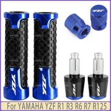 Blue -For YAMAHA YZF R1 R3 R6 Motorcycle Handlebar Grips Bar End Cap Tire Valve