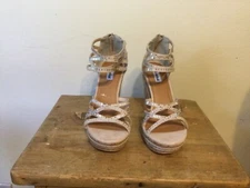 NOT RATED Rhinestone Wedge Platfom Sandels Women's Size 9 New W/Defect