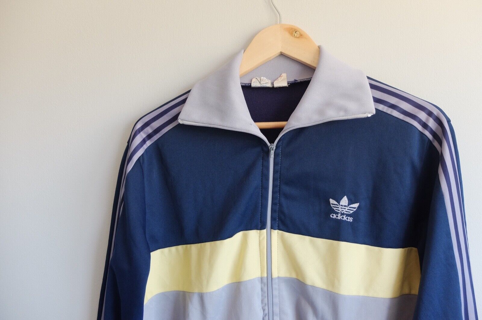 Vintage Adidas tracksuit jacket trefoil 70s 80s Blue grey Ventex Made  France S/M eBay