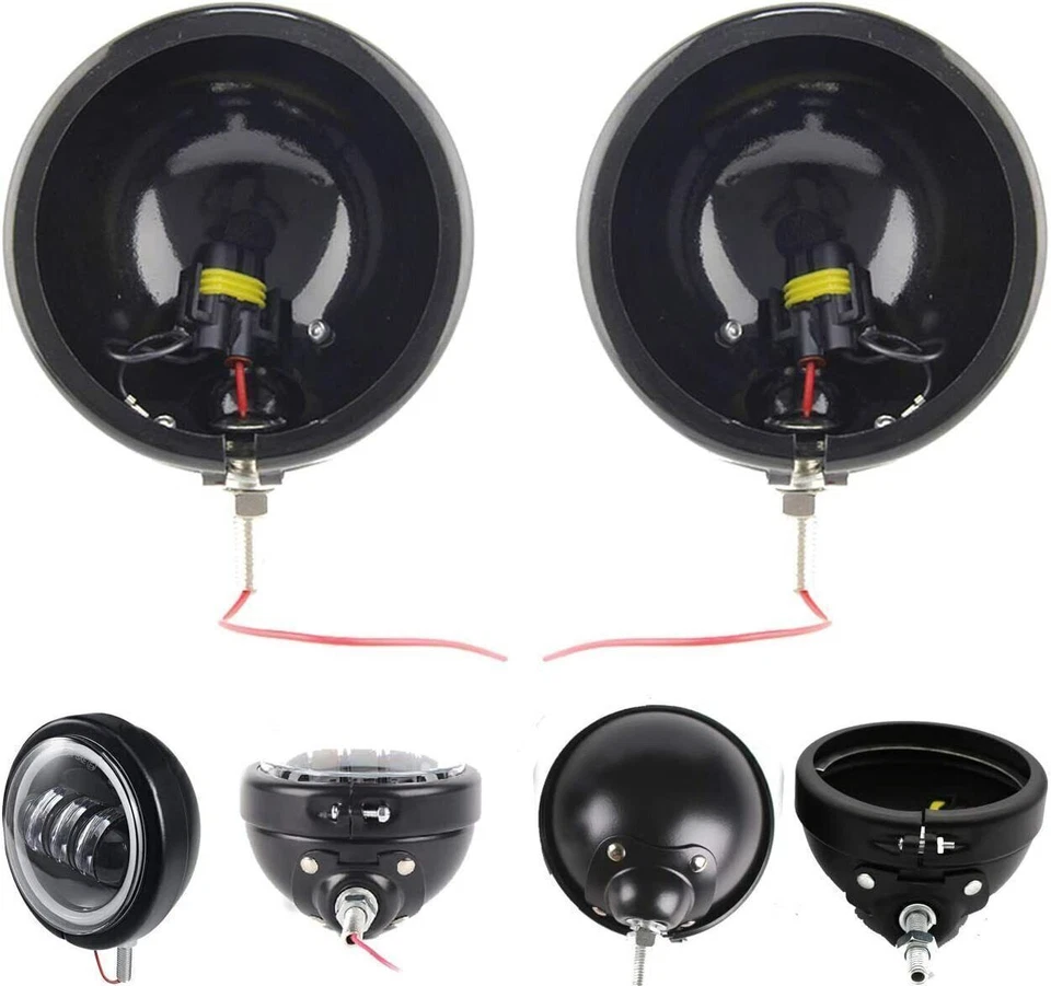 4.5" Passing Fog Lights Lamp w/Housing Bracket For Harley Electra Glide Touring - Image 3 of 4